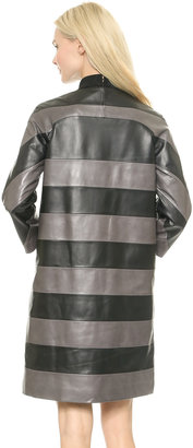 Lisa Perry Striped Leather Coat