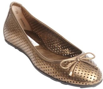 Jimmy Choo bronze perforated leather bow 'Walsh' ballet flats