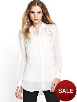 Love Label Cut Out Embroidery Blouse