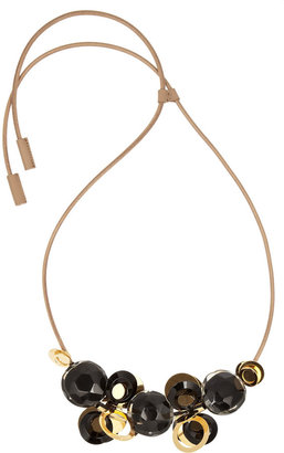 Marni Gold-tone, resin and leather cord necklace