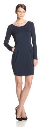 Bobi Women's Matte-Jersey Two-Pocket Long-Sleeve Dress