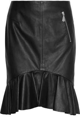 McQ Ruffled leather mini skirt