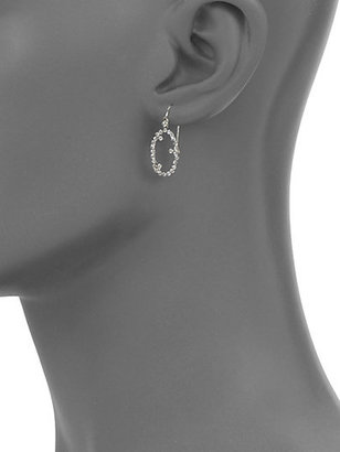 Suzanne Kalan White Sapphire & 14K White Gold Starburst Oval Drop Earrings