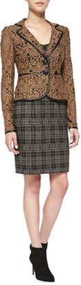 Nanette Lepore Sleuth Plaid Leather-Waist Skirt