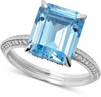 Crislu Ring, Platinum Over Sterling Silver Aquamarine Cubic Zirconia Ring (6-1/4 ct. t.w.)
