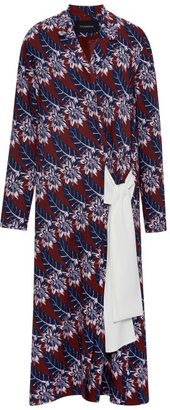 Thakoon Tahitian Floral Cady Robe With Sash Bordeaux Multi