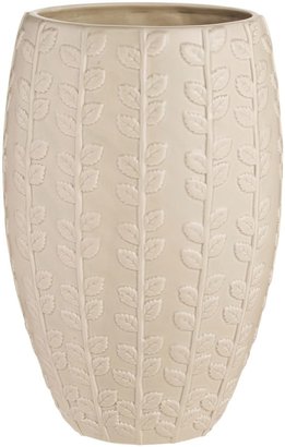 Linea Cream embossed leaf design vase