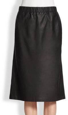 Theory Teeka Easeful Leather Midi Skirt