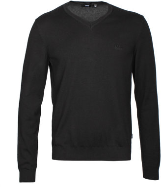 BOSS 'Barnabas-4' Black Knitted Cotton Sweater