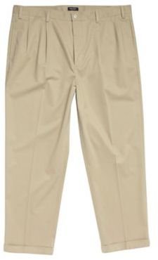 Nautica Big and tall beige double pleat front trousers