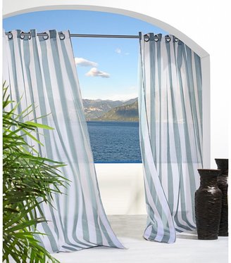 Outdoor Decor Escape Stripe Sheer Indoor/Outdoor Curtains - 108x120”, Grommet Top