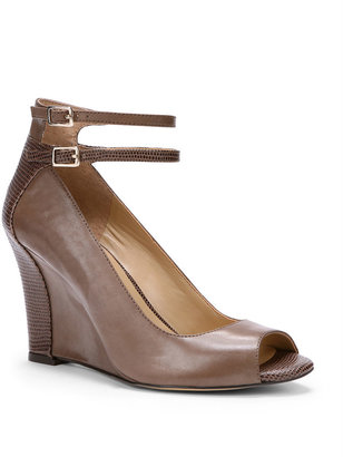 Ann Taylor Cass Leather Ankle Wrap Wedges