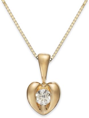 Proud Mom Sirena Diamond Heart Pendant Necklace in 14k Yellow or White Gold (1/10 ct. t.w.)