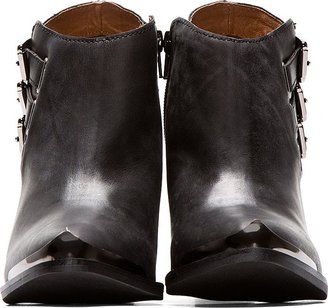 Jeffrey Campbell Black Washed Leather & Gunmetal Westin Boots