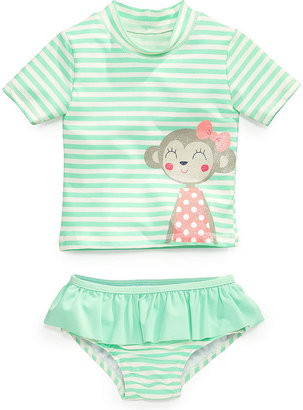 Carter's Little Girls' or Toddler Girls' 2-Piece Monkey Rashguard Swimsuit Set
