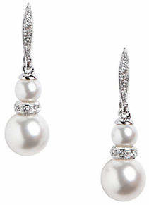 Nadri Double Pearl With Pave Crystal Rond Drop Earring