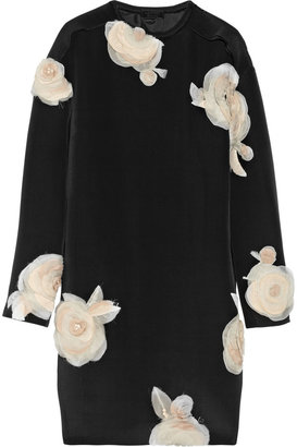 Lanvin Floral-appliquéd faille tunic dress