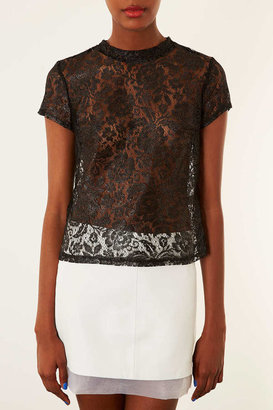 Topshop Coated Lace Tee