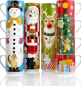 Maxwell & Williams CLOSEOUT! Set of 4 Kris Kringle Stackable Christmas Tree Mugs