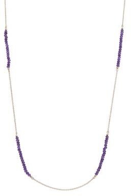 Lord & Taylor 18Kt Gold and Purple Chalcedony Bead Layering Necklace