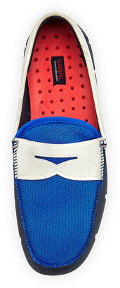 Swims Mesh and Rubber Penny Loafer, Blue/White