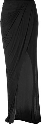 Helmut Lang Black Draped Jersey Maxi Skirt