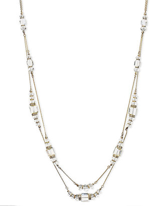 INC International Concepts Necklace, Gold-Tone Crystal Square Stone Long Strand Necklace