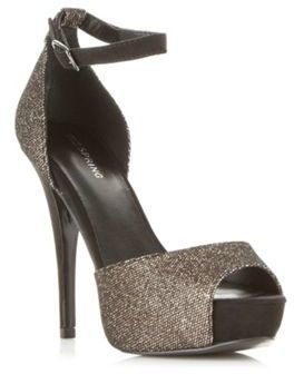 Call it SPRING Black metallic Thadelina peep high heels