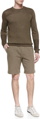 Vince French-Terry Sweat Shorts, Moss