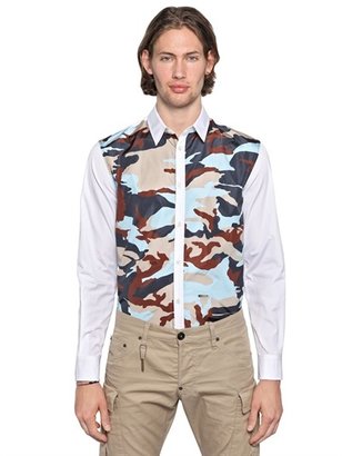 DSquared 1090 Cotton Poplin & Camouflage Nylon Shirt