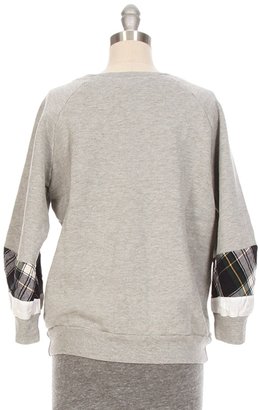 Clu 3d Plaid Detail Crop Sleeve Sweatshirt
