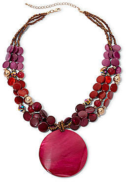 JCPenney Mixit Berry Shell Round Pendant Necklace