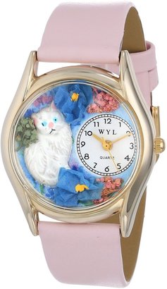 Whimsical Watches Kids' C0120002 Classic White Cat Pink Leather And tone Watch