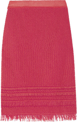 Tory Burch Brielle fringed woven cotton skirt