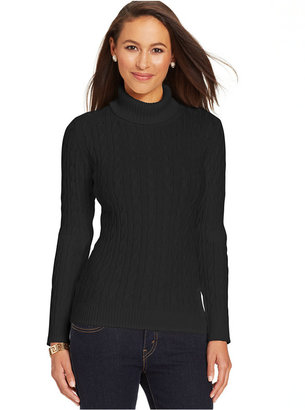 Charter Club Petite Cable-Knit Turtleneck Sweater