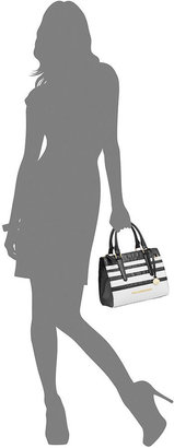 Brahmin Black and White Corsica Anywhere Convertible Satchel