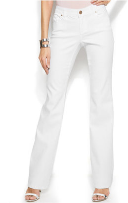 INC International Concepts Curvy-Fit Flap-Pocket Bootleg Jeans, White Wash
