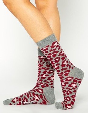 Happy Socks Leopard Socks - Grey