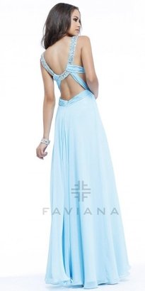 Faviana Keyhole front Rhinestone evening dress
