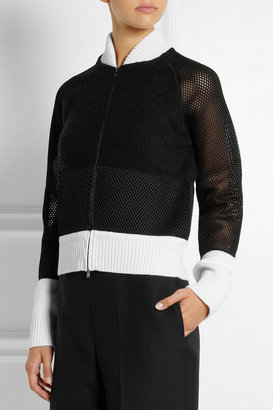 Fendi Mesh-paneled wool-blend bomber jacket