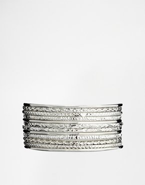 ASOS Etched Bracelet Bangle Pack - Silver