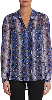 Diane von Furstenberg Lorelei Two Python-Print Silk Shirt