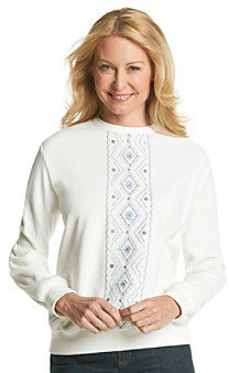 Alfred Dunner A Fine Romance Embroidered Fleece Sweater