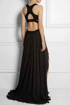 Jay Ahr Cutout jersey-crepe and silk-georgette gown