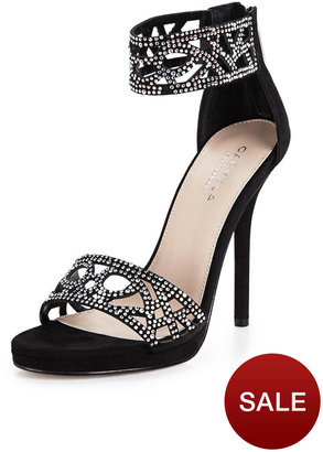 Carvela Gloss Jewelled Two-Part Sandals - Black