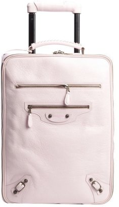 Balenciaga rose lambskin rolling carry-on bag