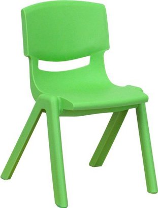 Flash Furniture YU-YCX-001-GREEN-GG Green Plastic Stackable School Chair with 12-Inch Seat Height