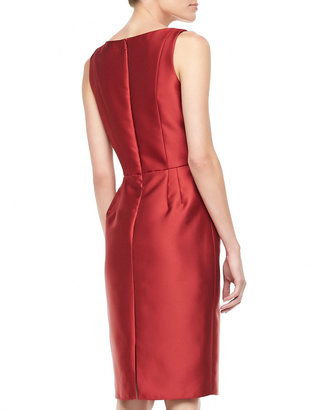 Carmen Marc Valvo Sleeveless Ruffle-Waist Cocktail Dress, Red