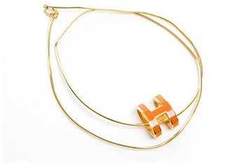 Hermes Pre-Owned Orange Enamel Gold H Pop Necklace