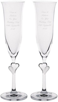 Personalised Glass Heart Stem Flutes